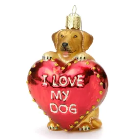 I Love My Dog Ornament