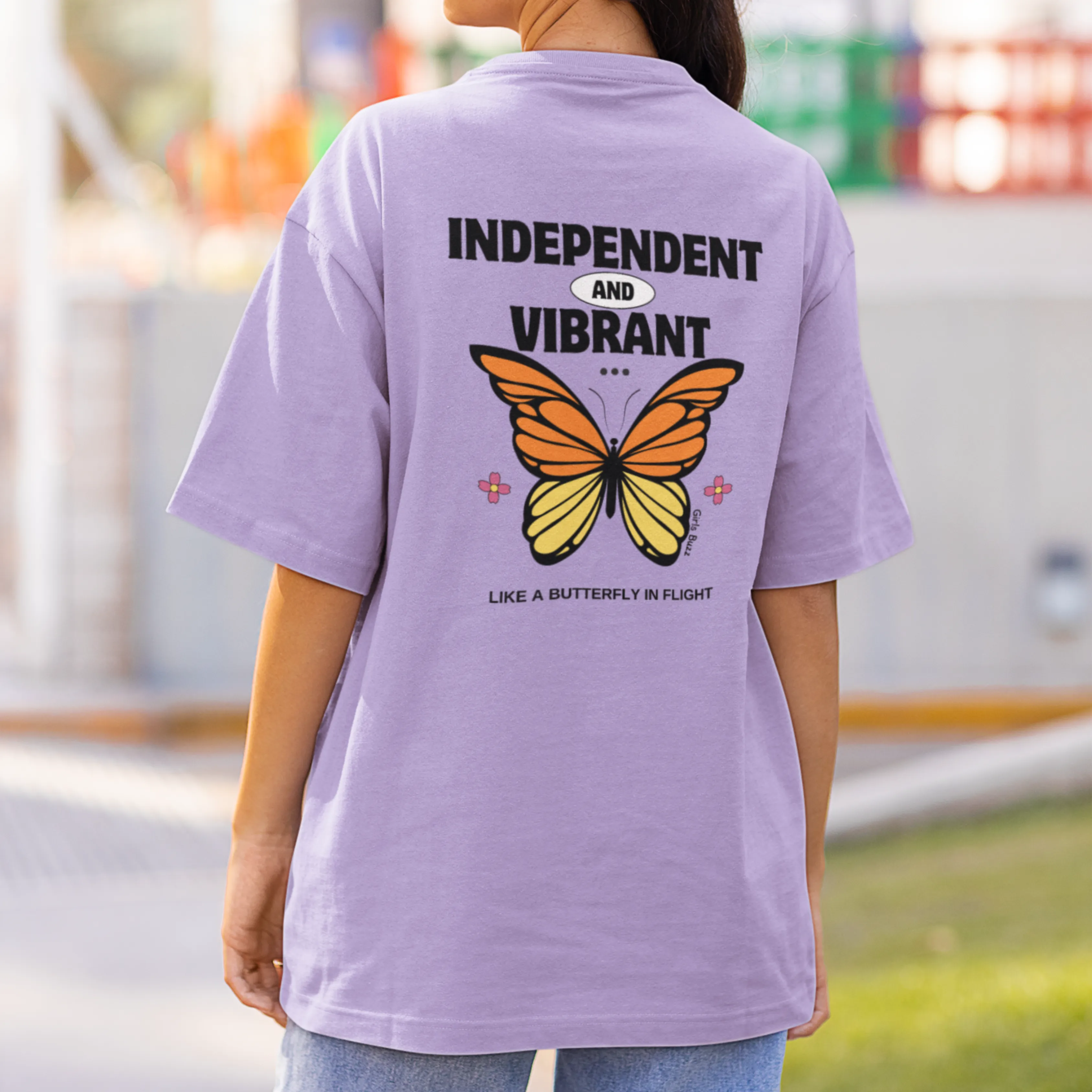 Independent And Vibrant Back Printed Oversized Tee