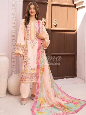 Karma Collection "Naqsh" Pink Cotton Embroidered Suit (KC1352)