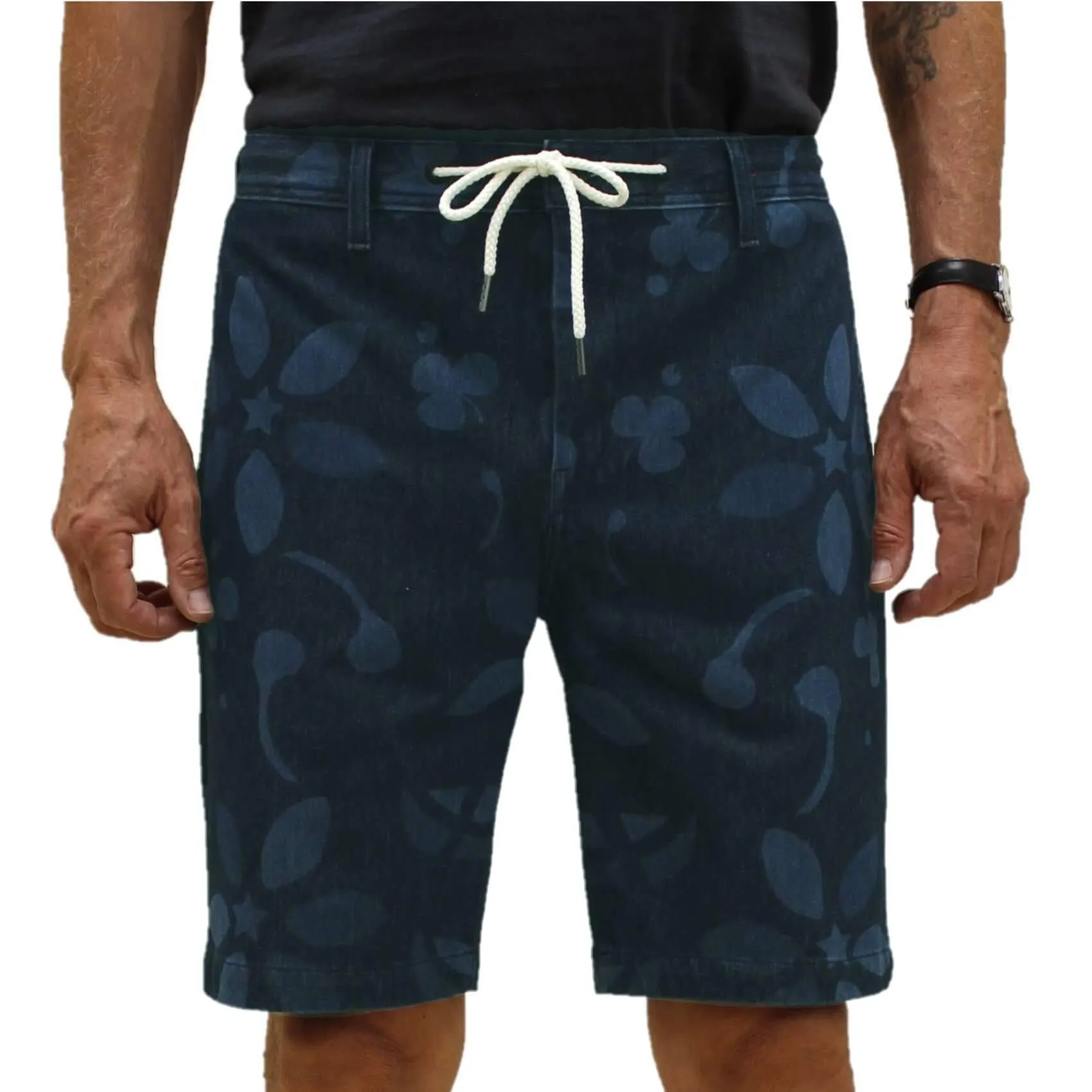 KATO - The Clip Flower Print 4-Way Stretch Denit Shorts