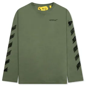 Kids Scribble L/S Tee - Olive/Black