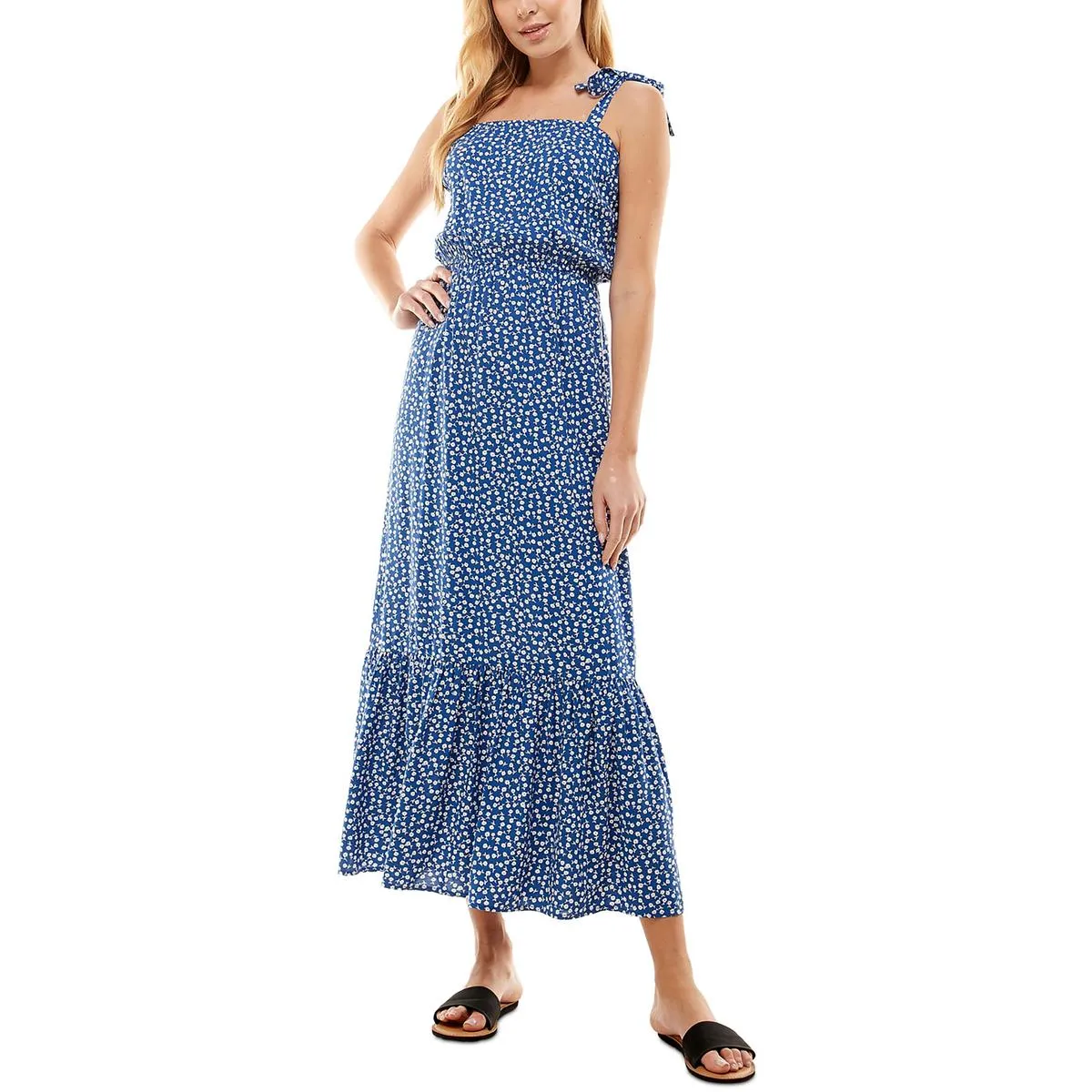 Kingston Grey Womens Juniors Floral Print Long Maxi Dress