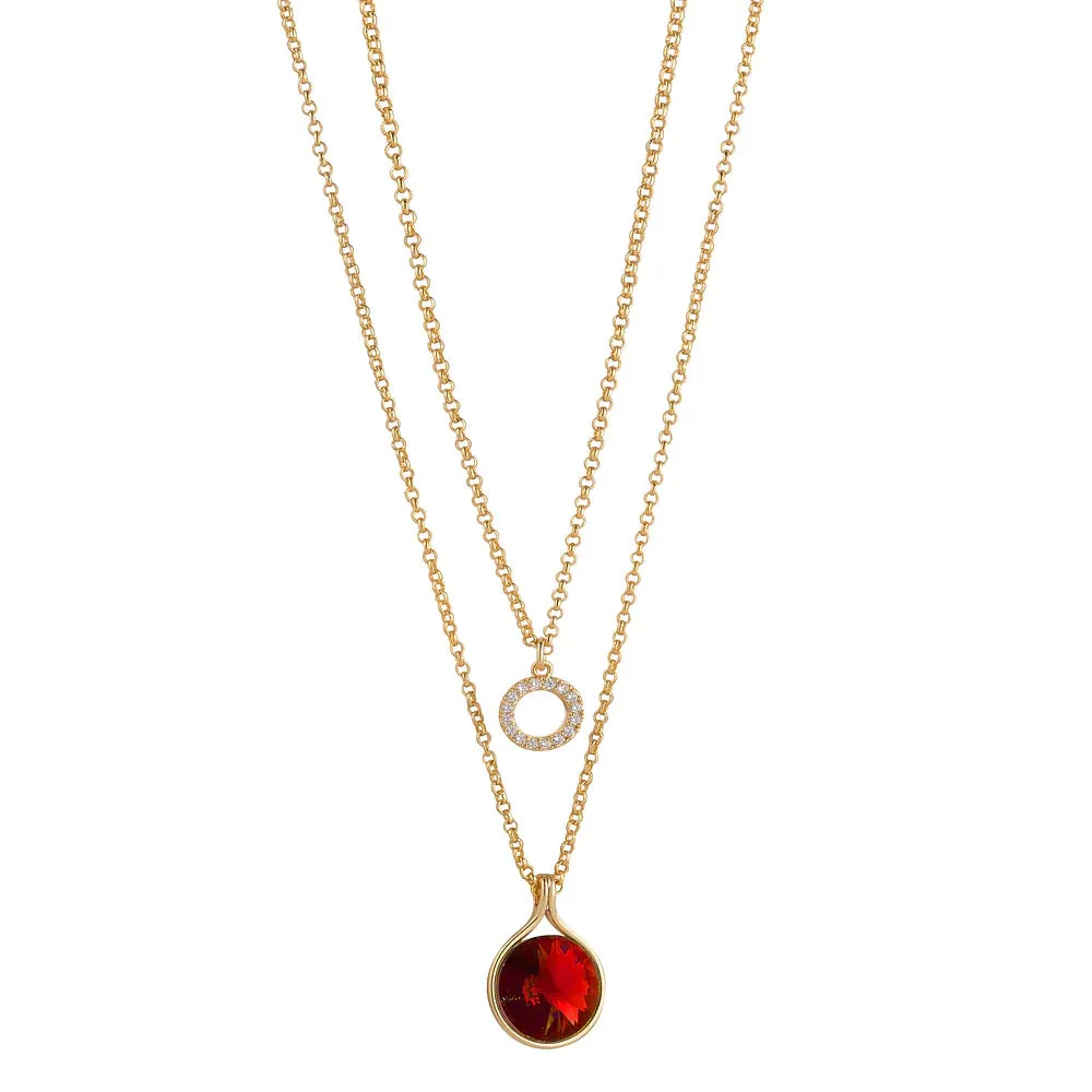 KNIGHT & DAY - Crystal & Garnet Layered Necklace