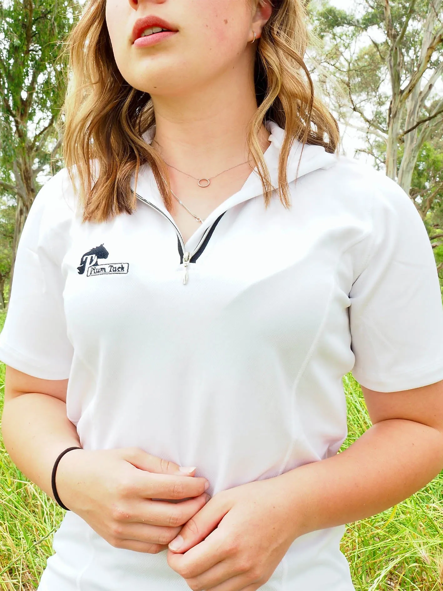 Ladies Cool Summer riding tops in white- Short sleeve