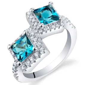 London Blue Topaz Princess Cut Sterling Silver Ring Size 5