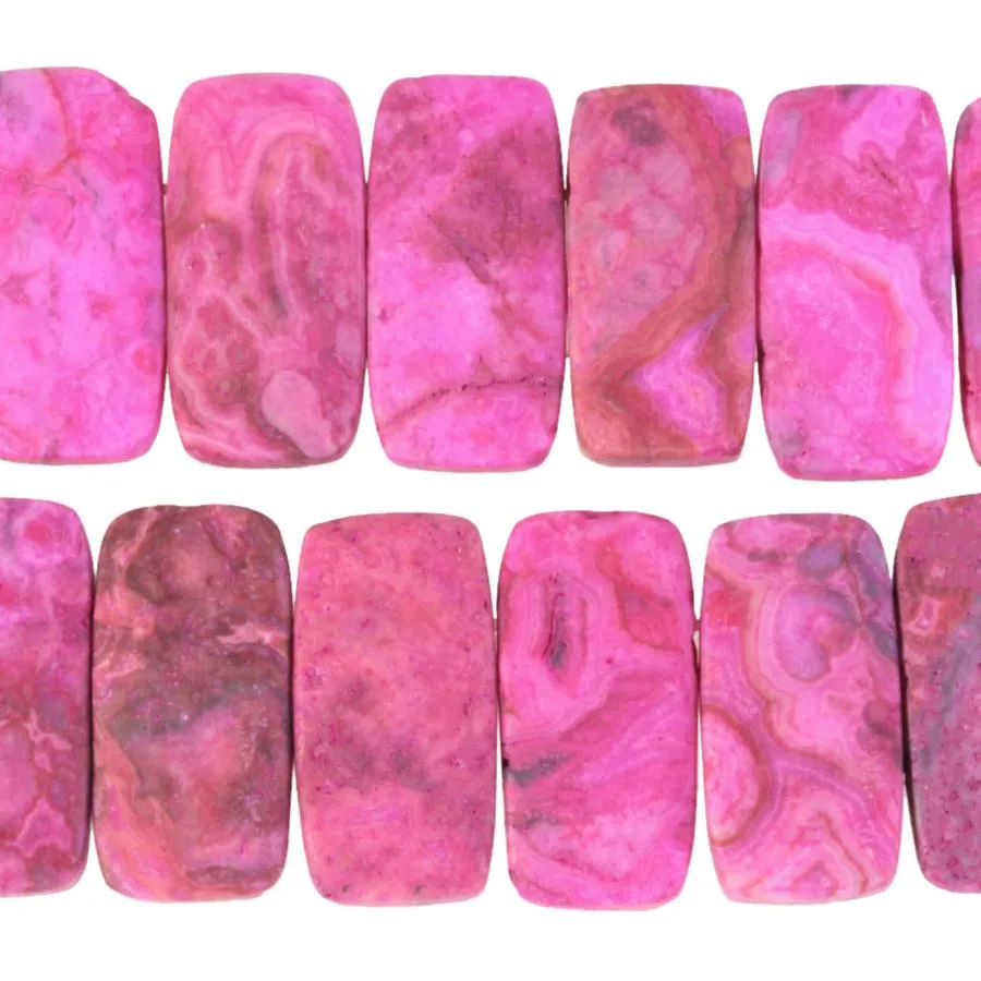 MATTE Pink Crazy Lace Agate 10x20mm Double Drill 8-Inch - CLEARANCE