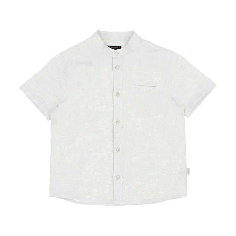 Mayoral Mini Short Sleeve Mandarin Collar Linen Dress Shirt_ 3113