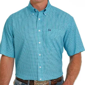 Men's Cinch Arena Flex Turquoise Geometric Print Shirt