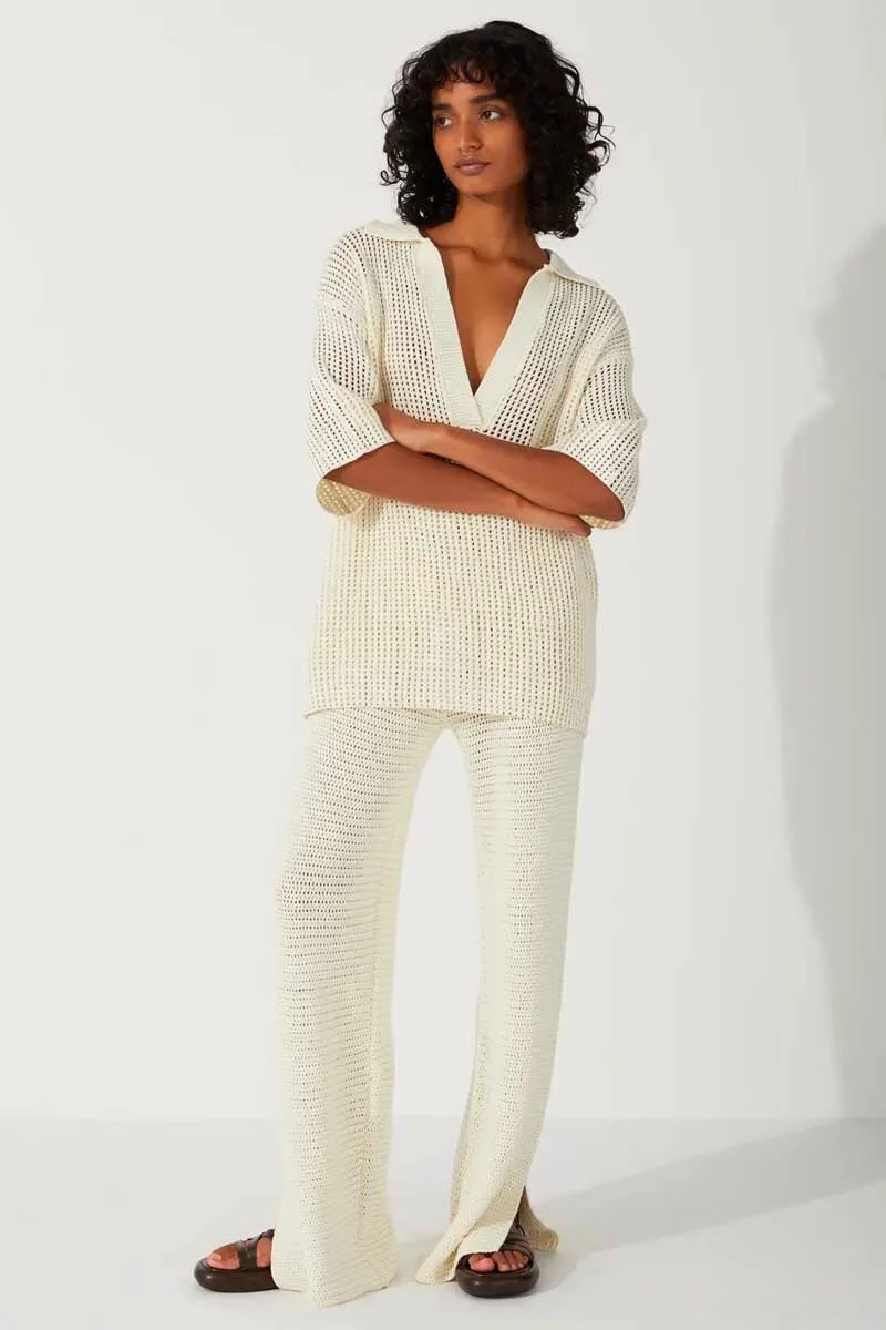 MILK COTTON CROCHET SHIRT-MILK