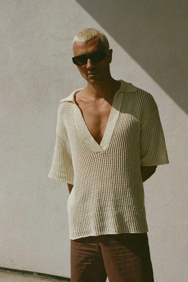 MILK COTTON CROCHET SHIRT-MILK