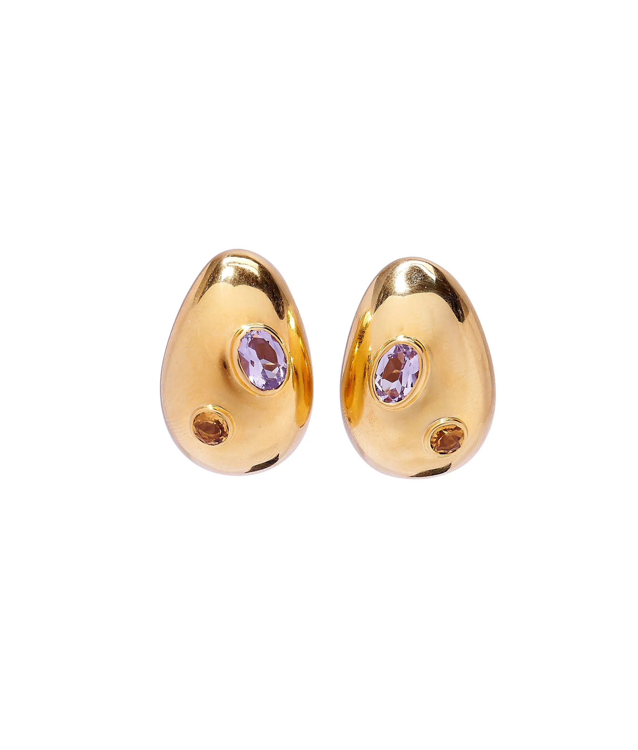 Mini Arp Earrings in Studded Gold