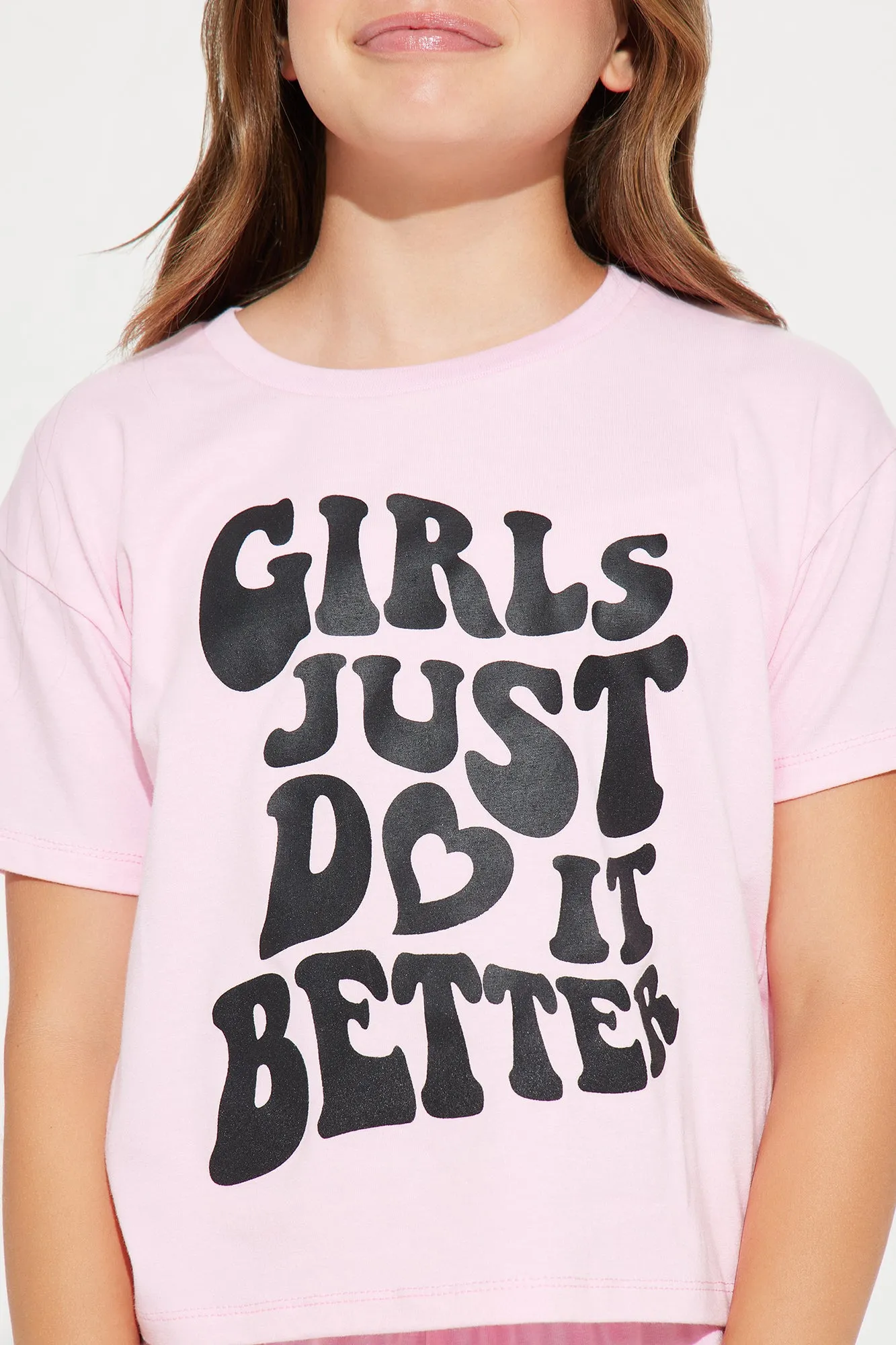 Mini Girls Just Do It Better Short Set - Pink/combo