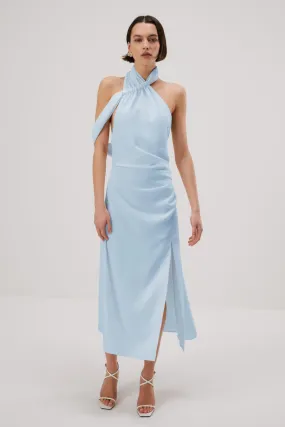 Misha Della Satin Midi Dress - Sky Blue