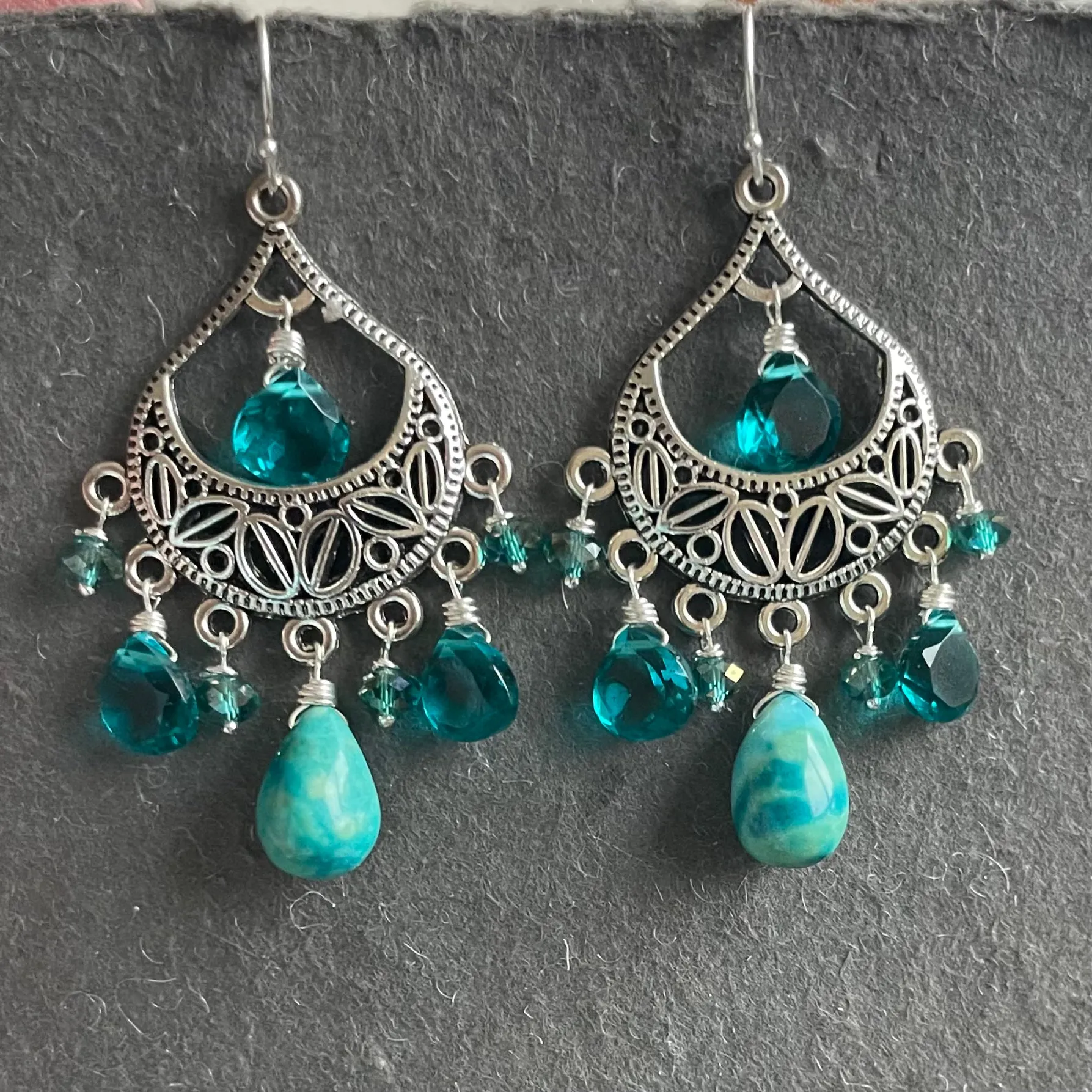 Natural Turquoise OOAK Chandelier Earrings