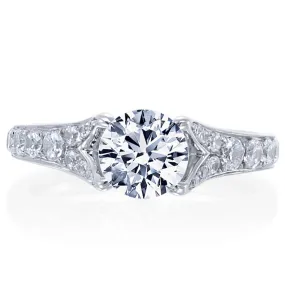 Nouveau Round Diamond Platinum Engagement Ring Pave