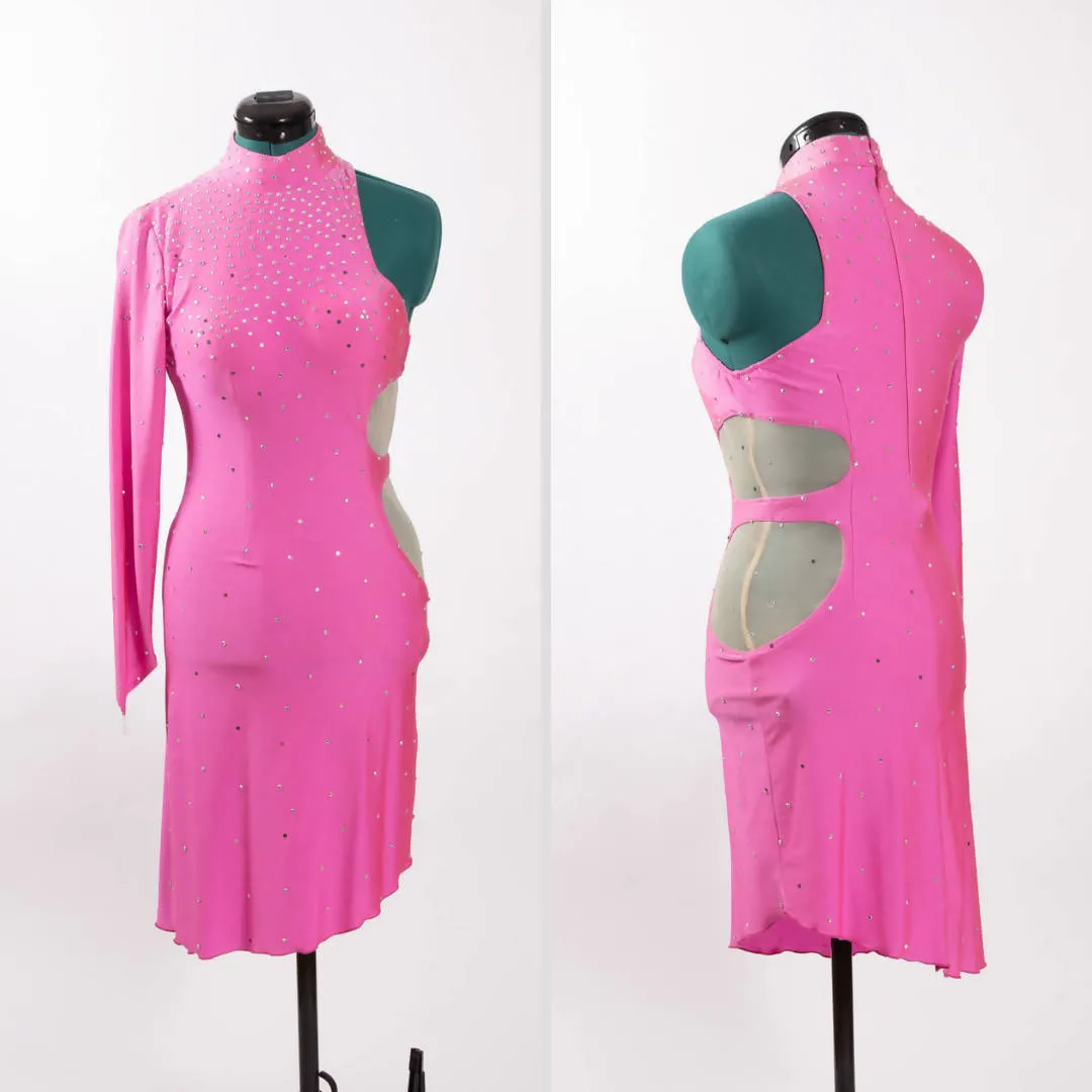 One Sleeve Pink Latin Dress