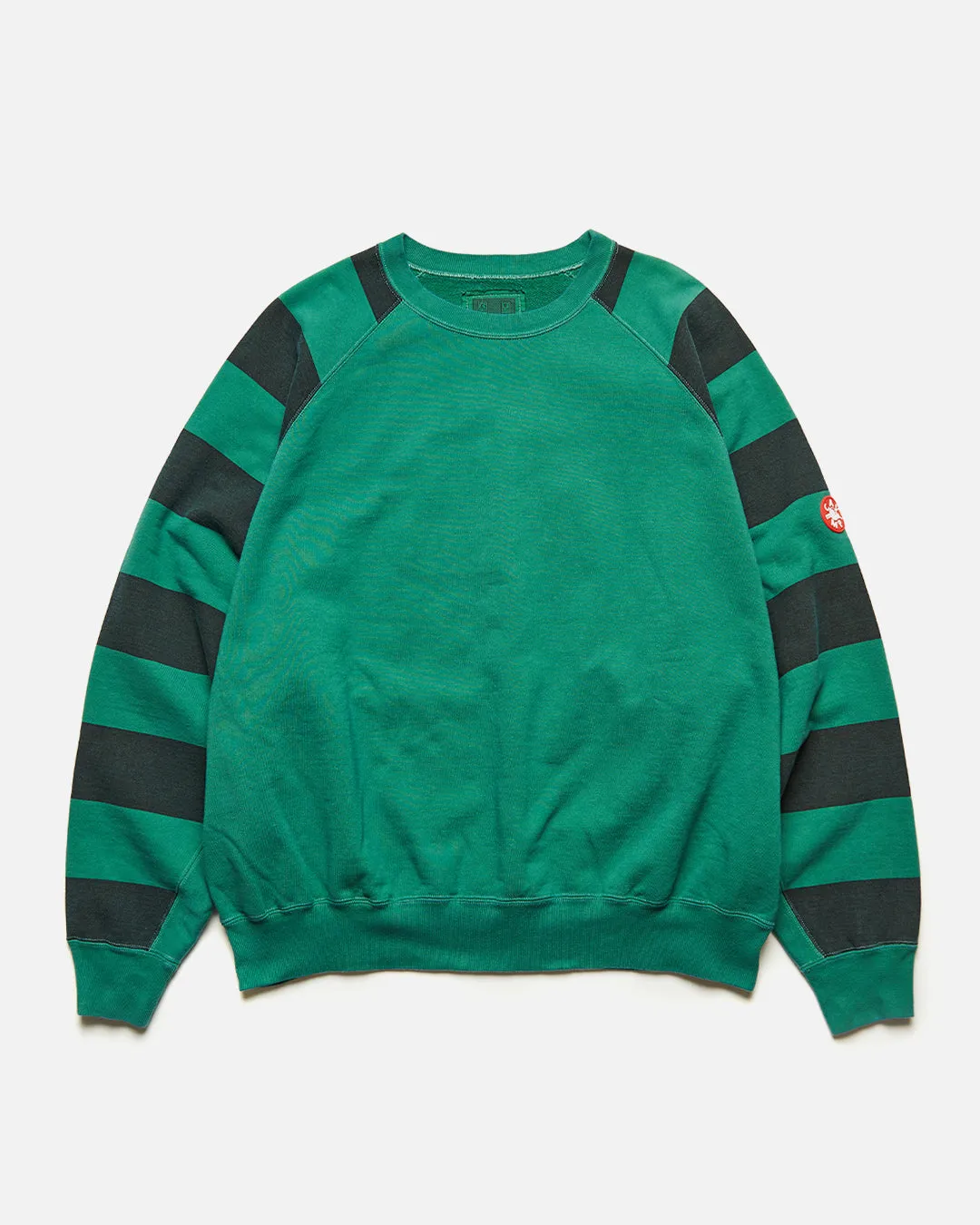 Overdye Stripe Sleeve Big Crew Neck - Green