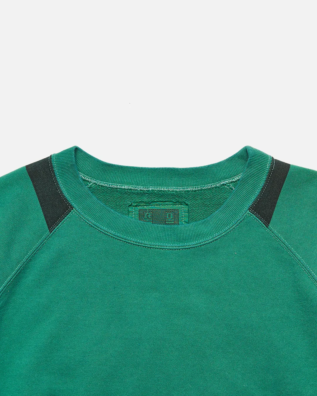 Overdye Stripe Sleeve Big Crew Neck - Green