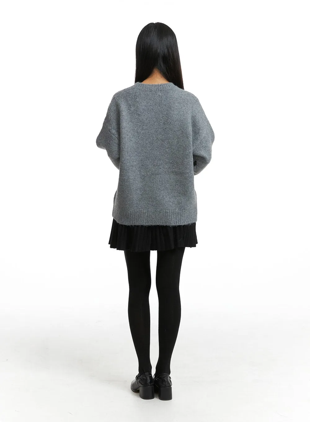 Oversized Black Bow Sweater OJ405