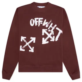 Paint Script Skate Crewneck - Barolo/White