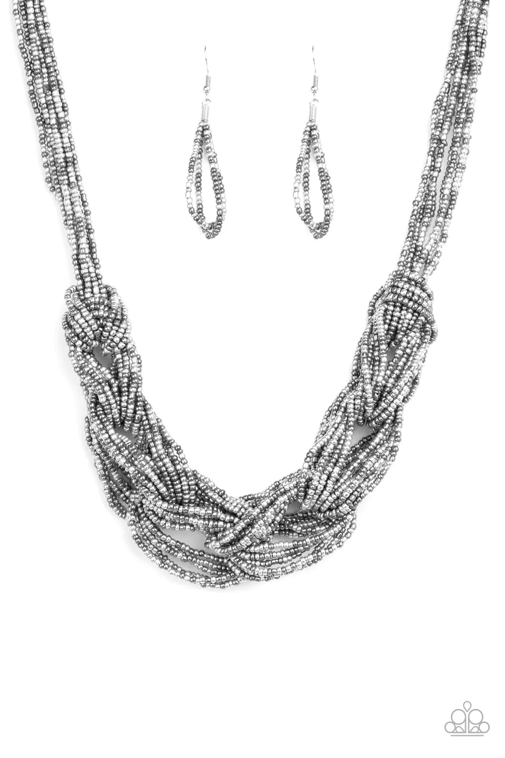 Paparazzi City Catwalk Silver Necklace Set