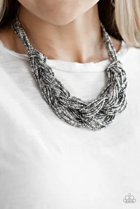 Paparazzi City Catwalk Silver Necklace Set