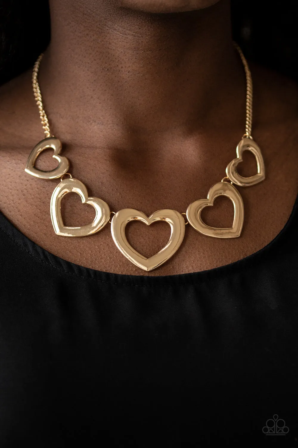 Paparazzi Hearty Hearts Gold Necklace Set