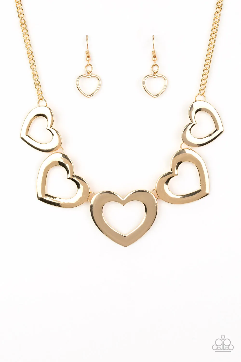 Paparazzi Hearty Hearts Gold Necklace Set