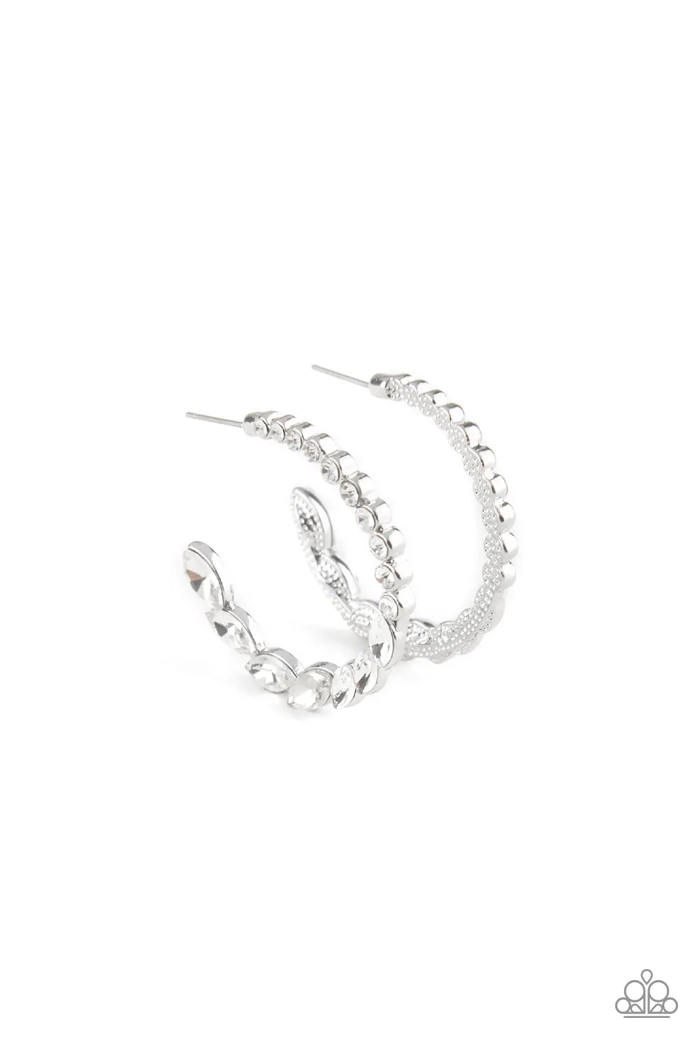 Paparazzi Prime Time Princess White Hoop Earrings