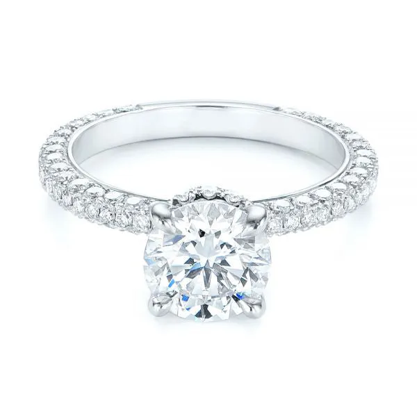 Pave Diamond Hidden Halo Engagement Ring - EC059 With 2.8 Carat Round Shape Natural Diamond