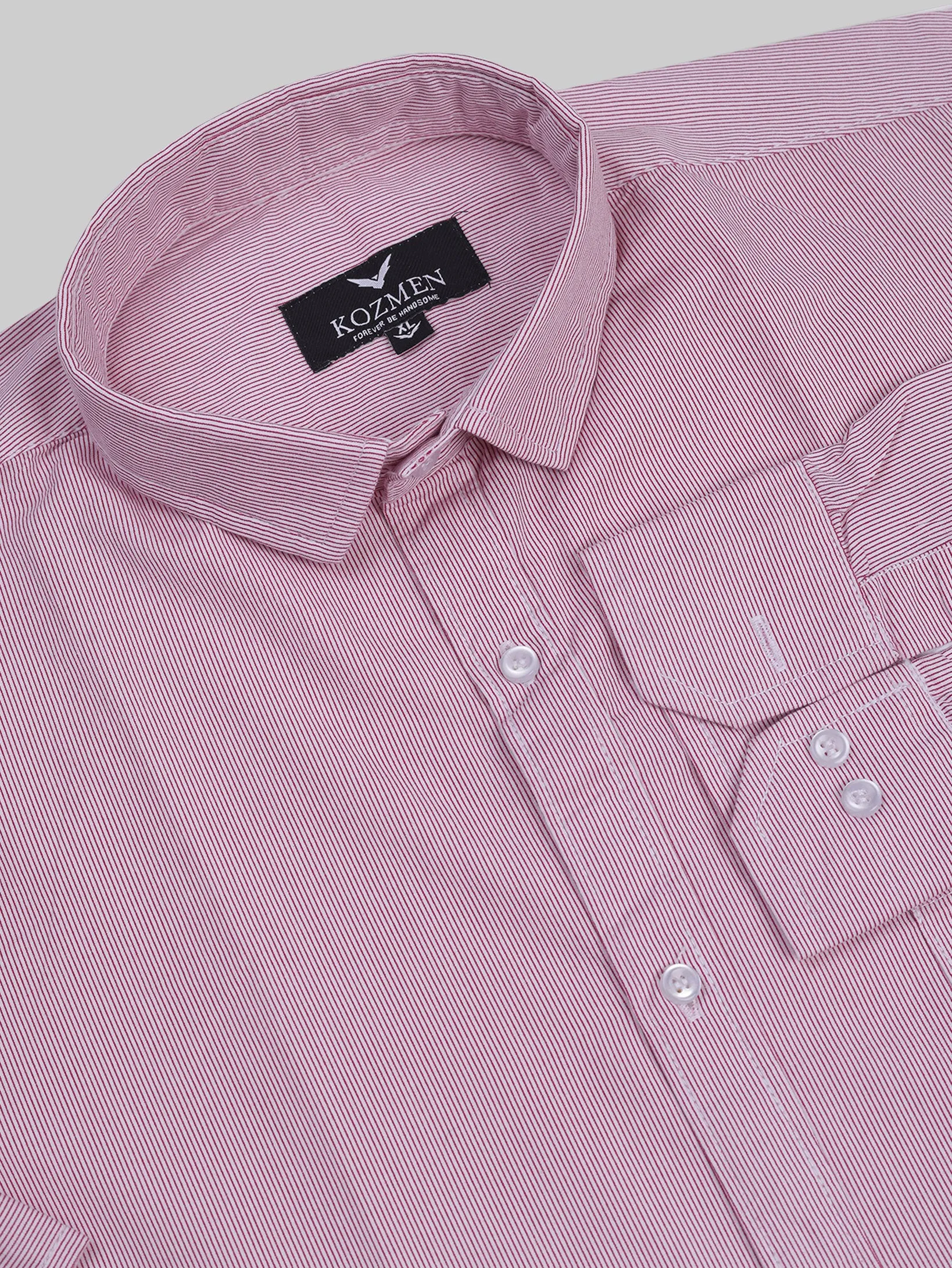 Pink Banker Striped Mens Cotton Casual Shirt