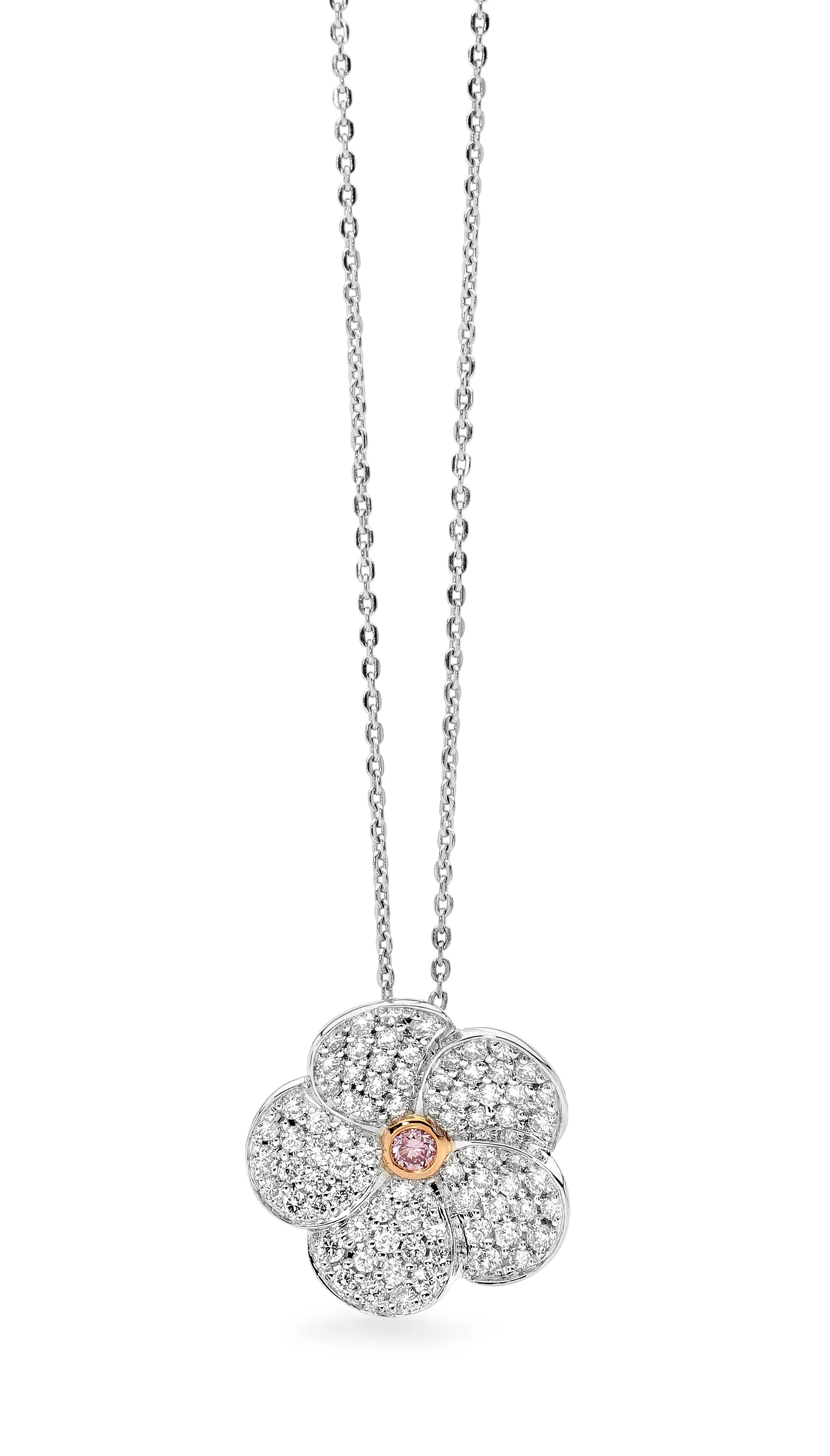 Pink Diamond Flower Necklace