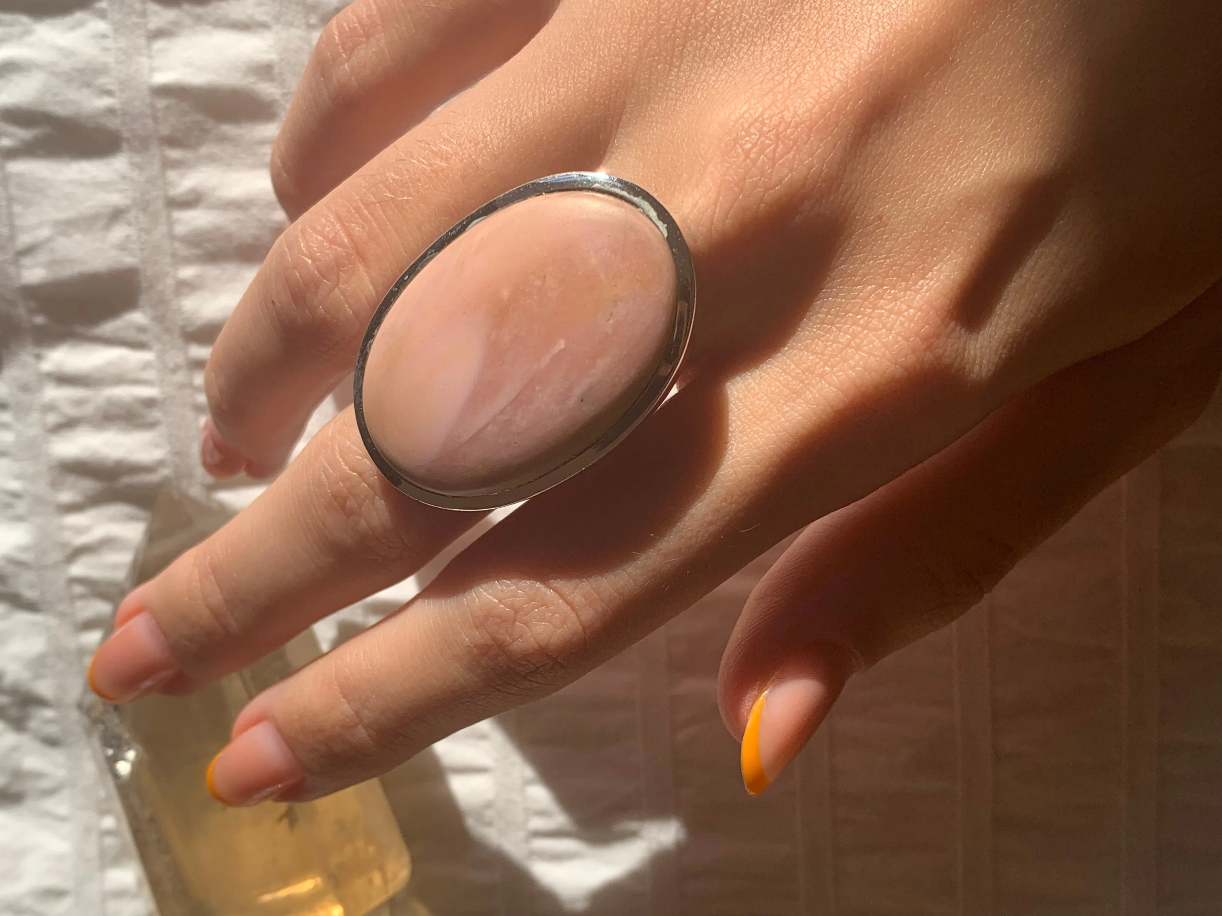 Pink Opal Naevia Ring - Large Oval (US 8 & 9)