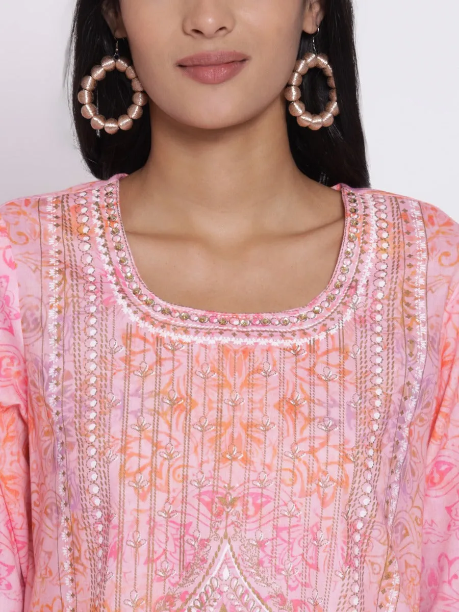 Pink Ornamental Printed Kurta