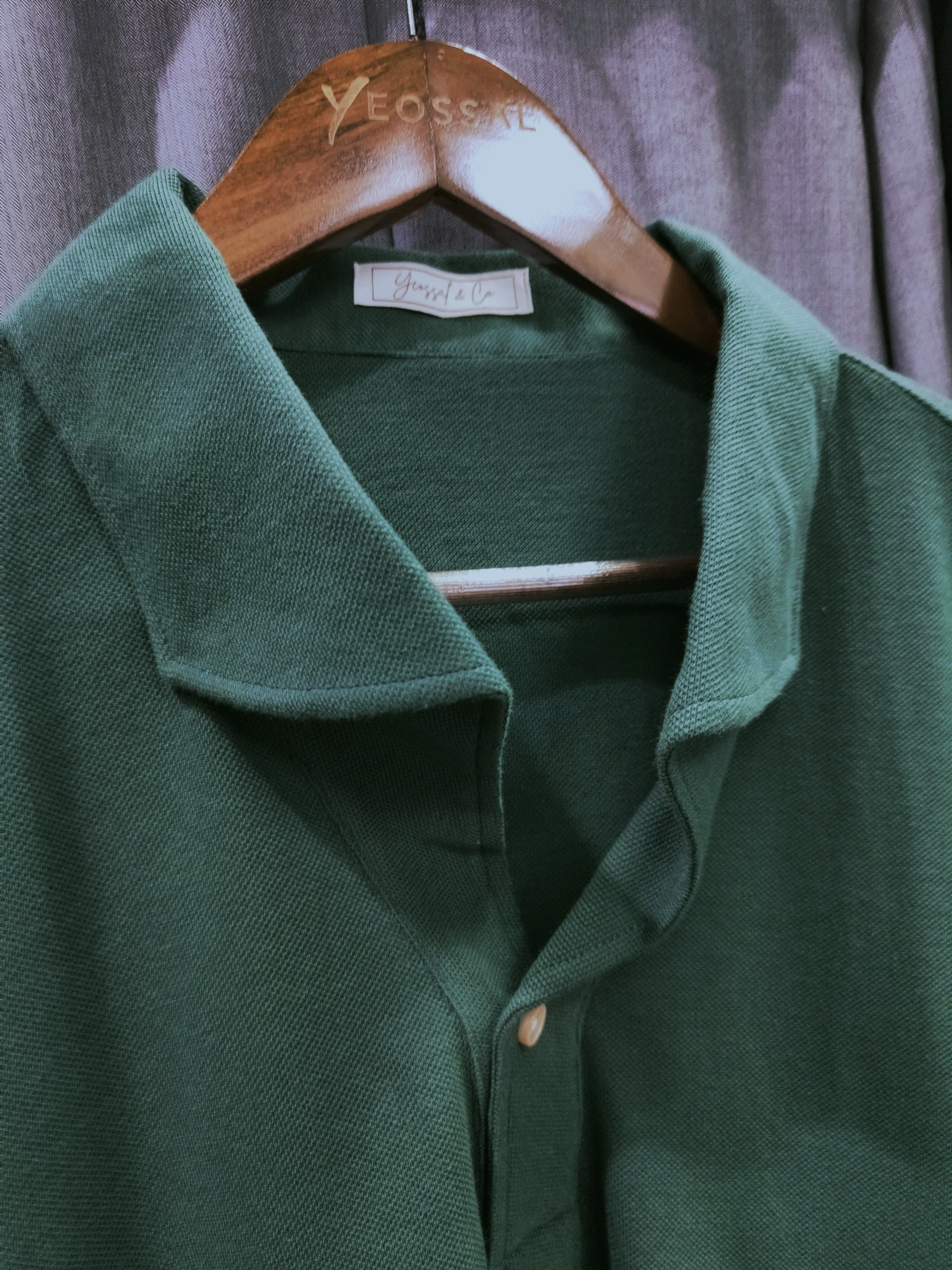 Racing Green Stretch-Cotton Long Sleeves Shirt - SS089