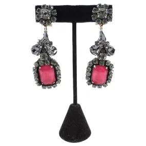 Rada Red and Silver Crystal Drop Earrings