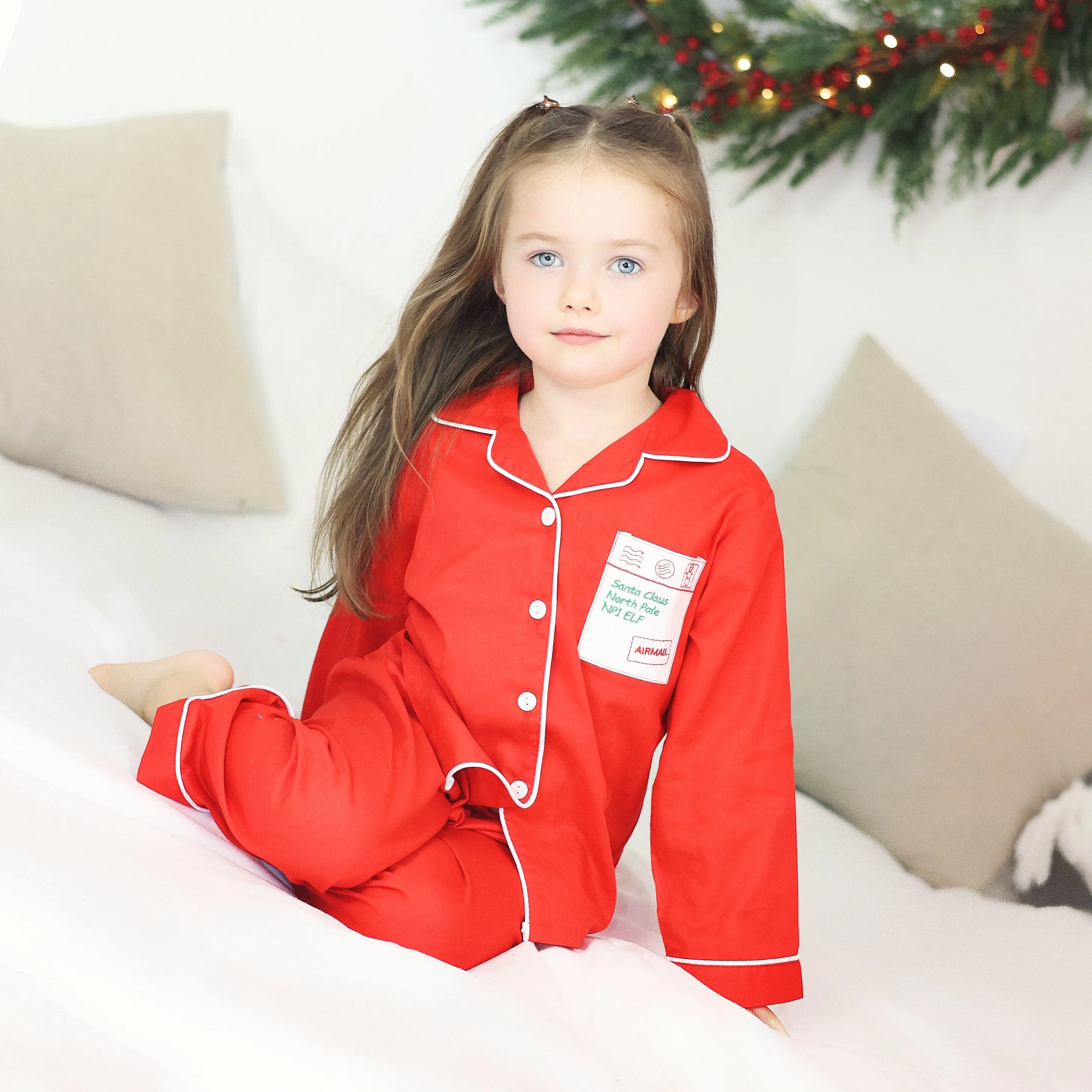 Red Cotton Adults Pjs - Matching Childrens Letter Pjs