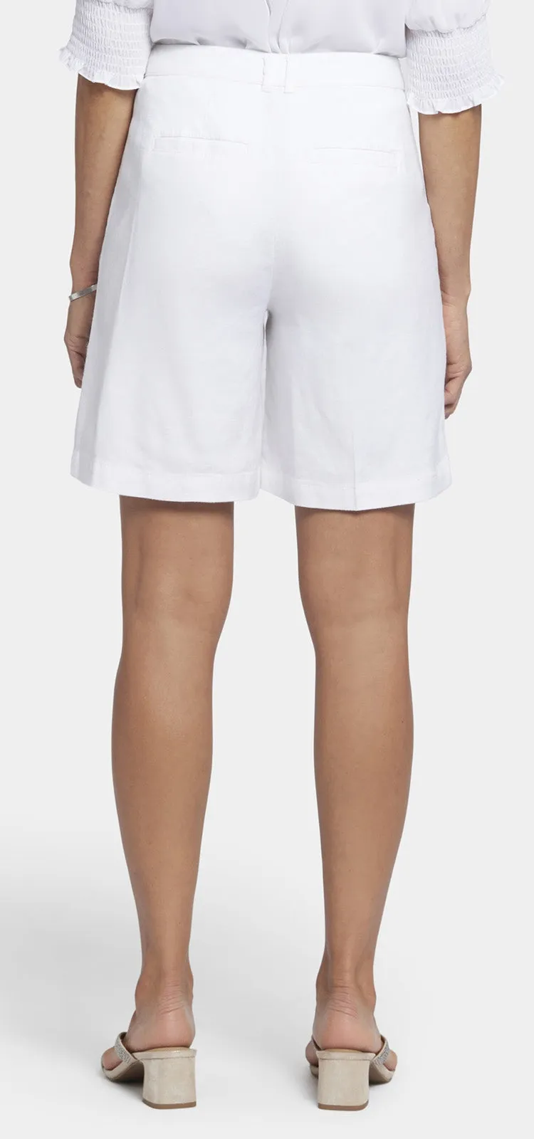 Relaxed Short Wit Stretch Linnen | Optic White