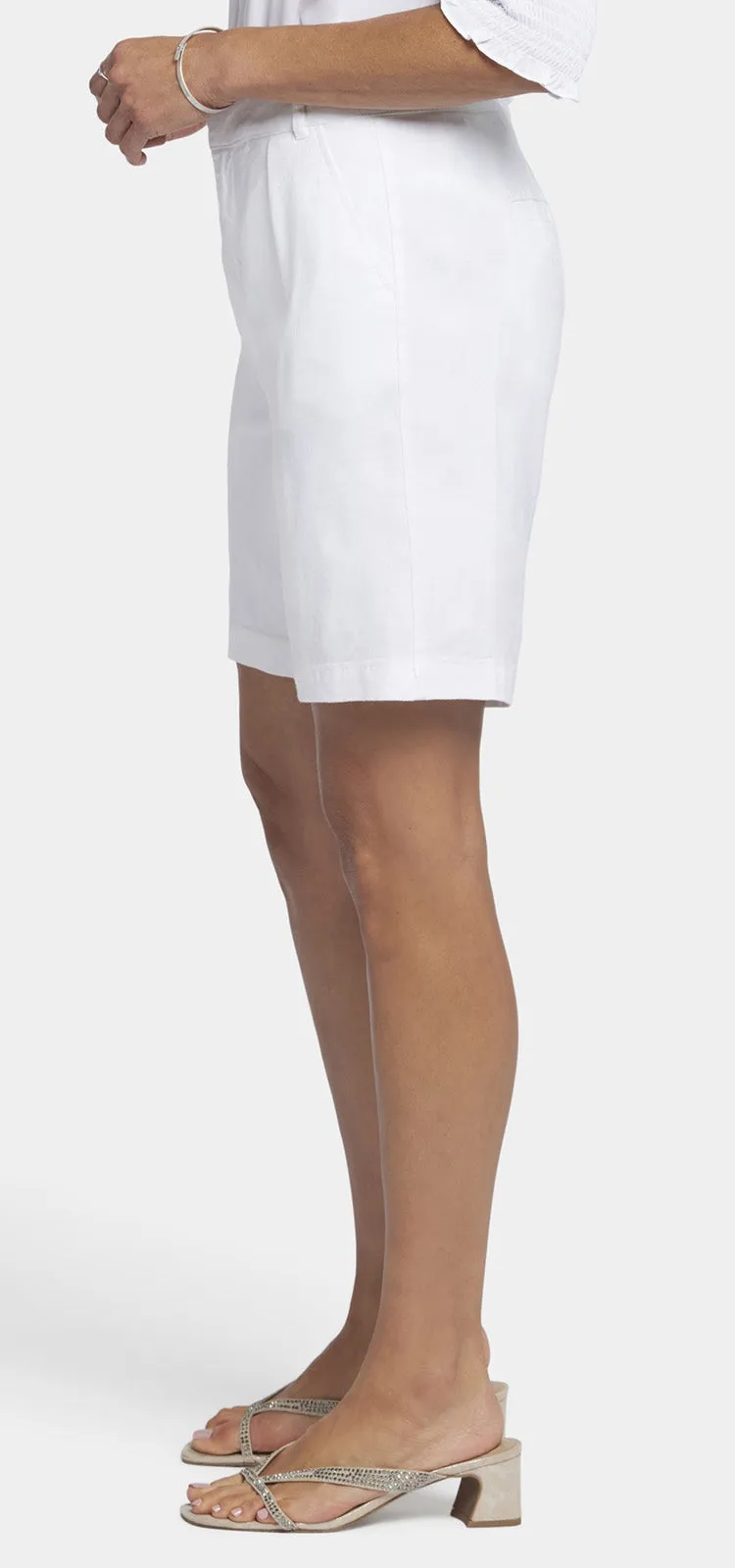 Relaxed Short Wit Stretch Linnen | Optic White