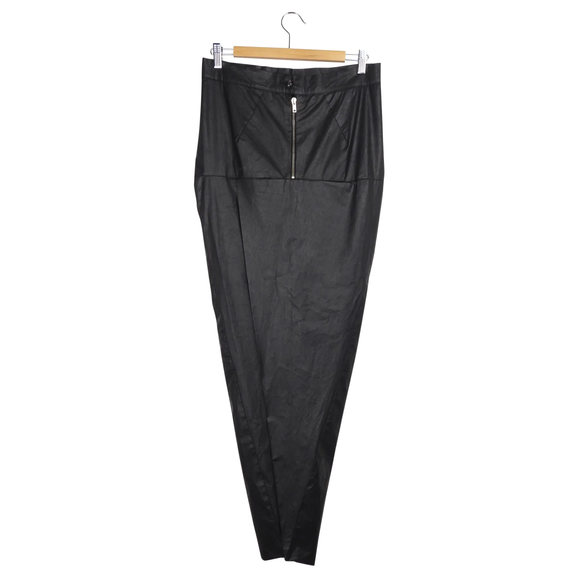 Rick Owens Fall 2011 Limo Black Coated Canvas Maxi Hobble Skirt - IT 40 / US 6