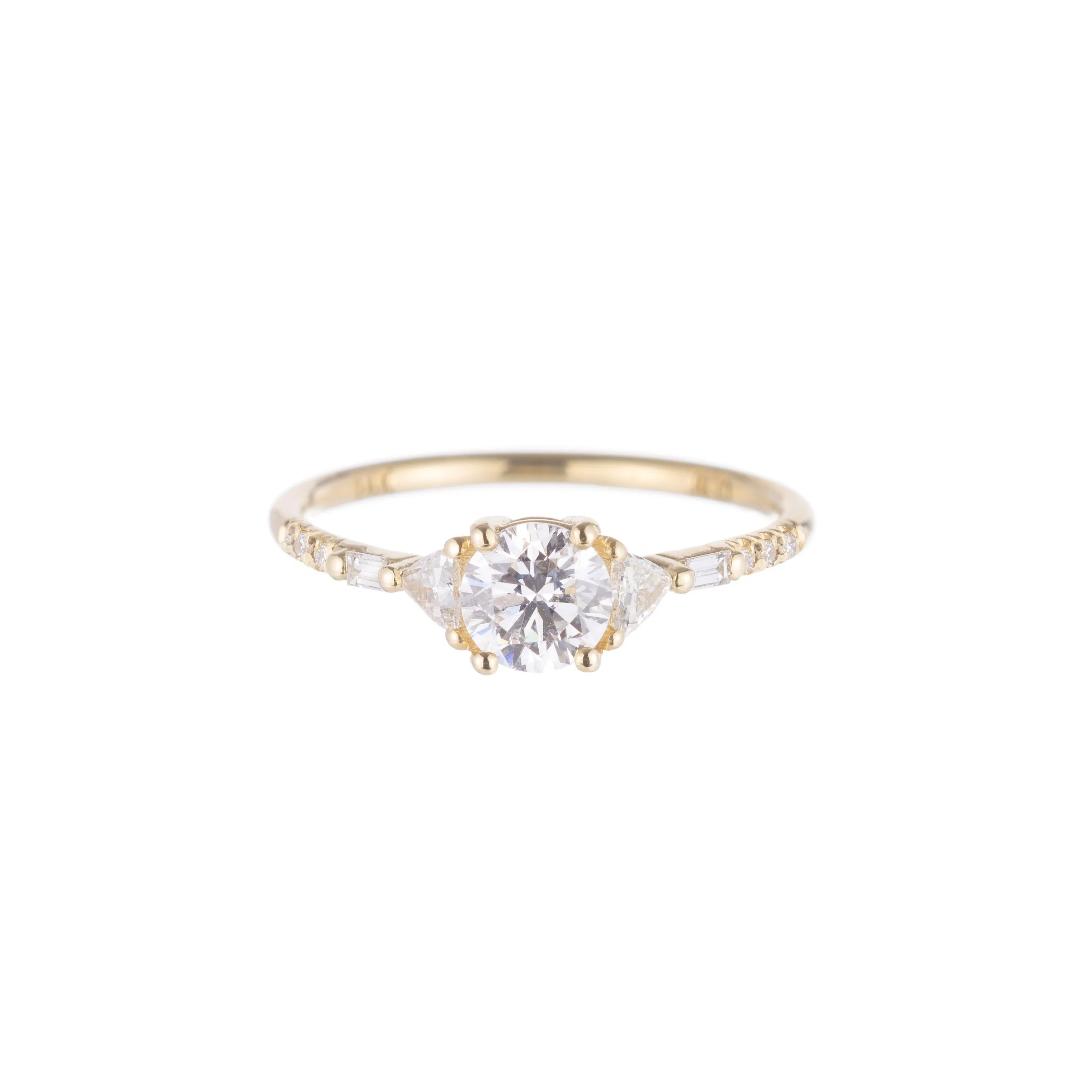 Round Diamond Trillion Baguette Equilibrium Ring