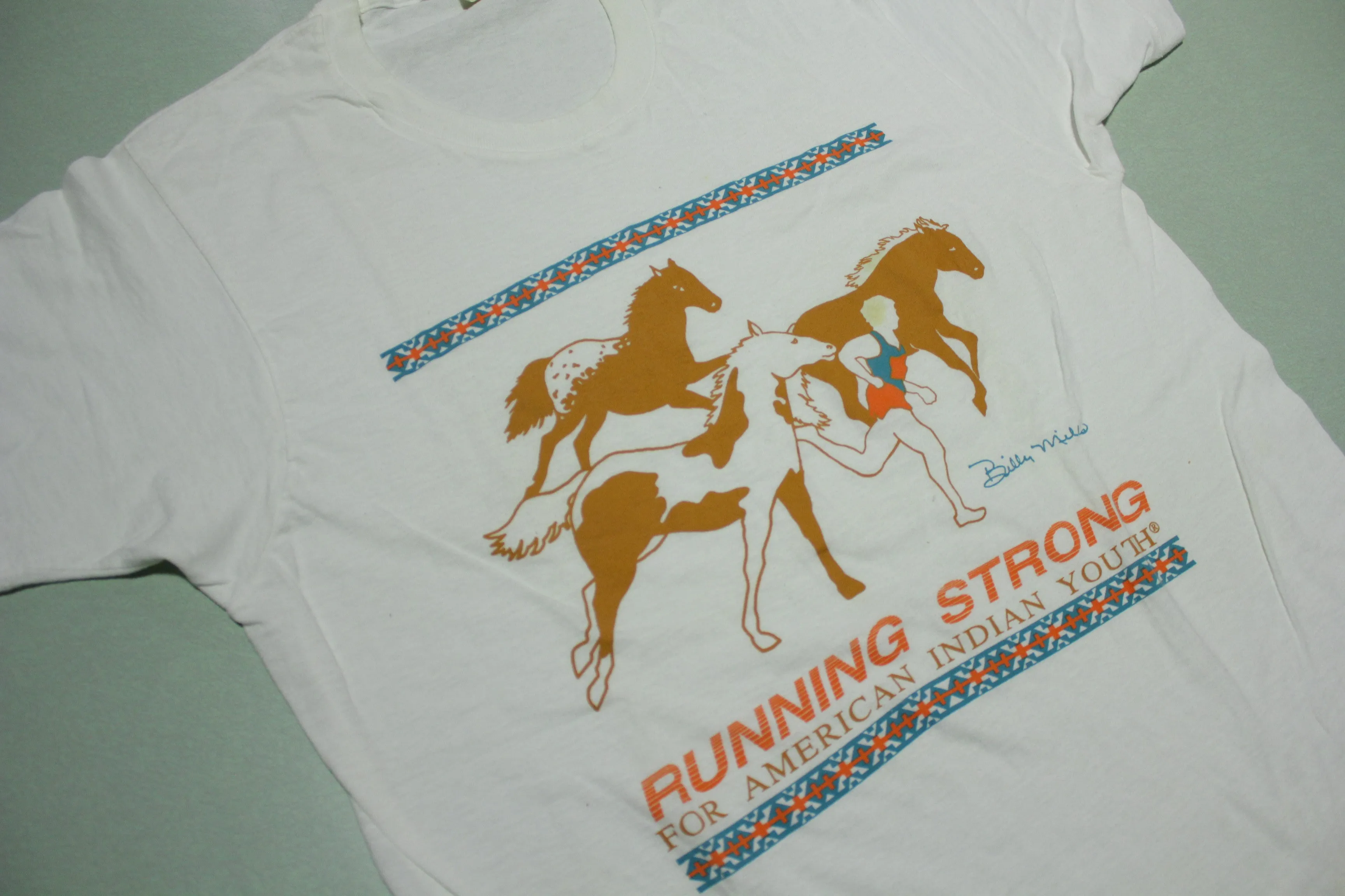 Running Strong American Indian Youth Vintage 80's Screen Stars USA Single Stitch T-Shirt