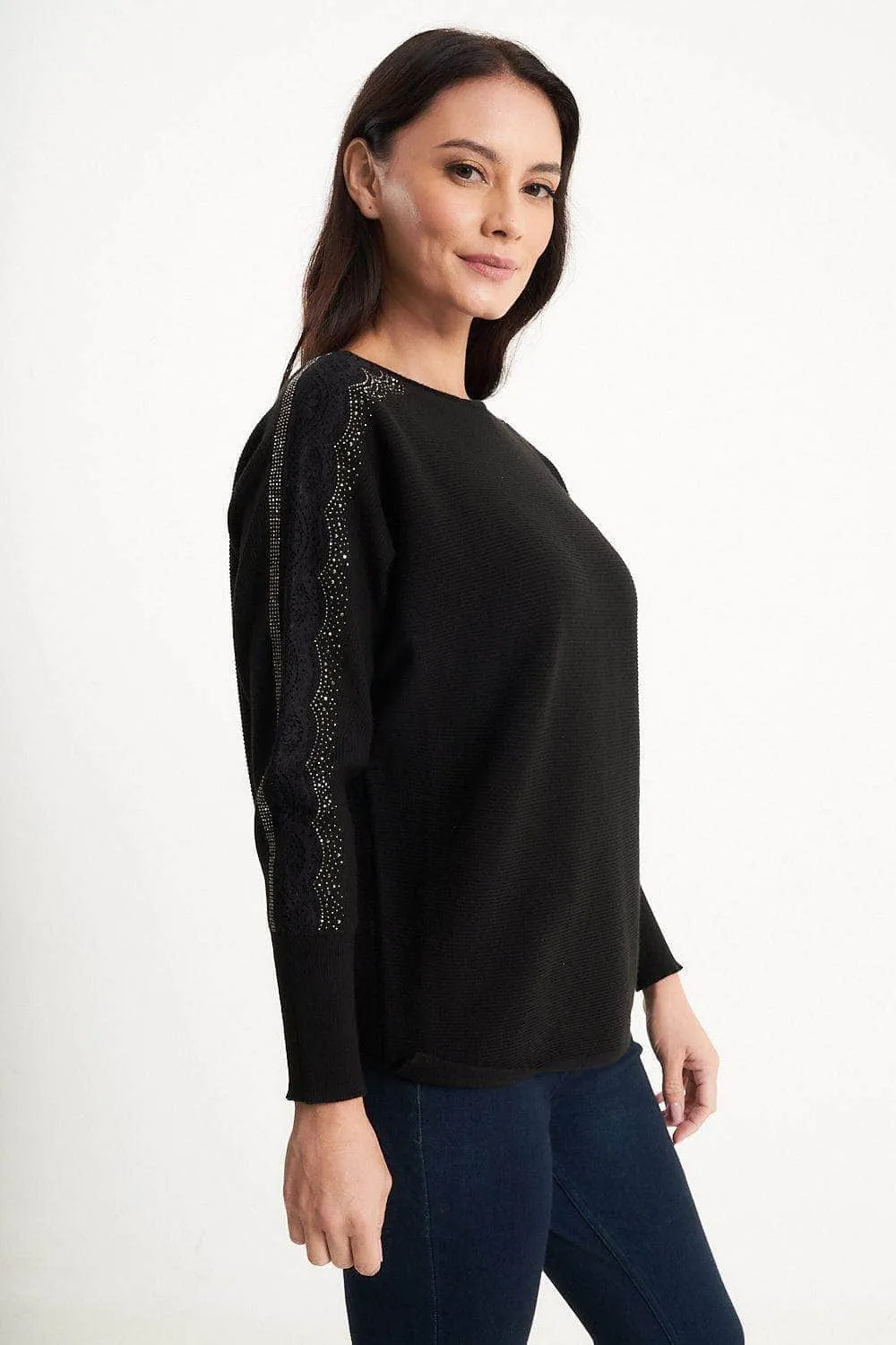 Saloos Lace Embellished Sleeved Knitted Jumper