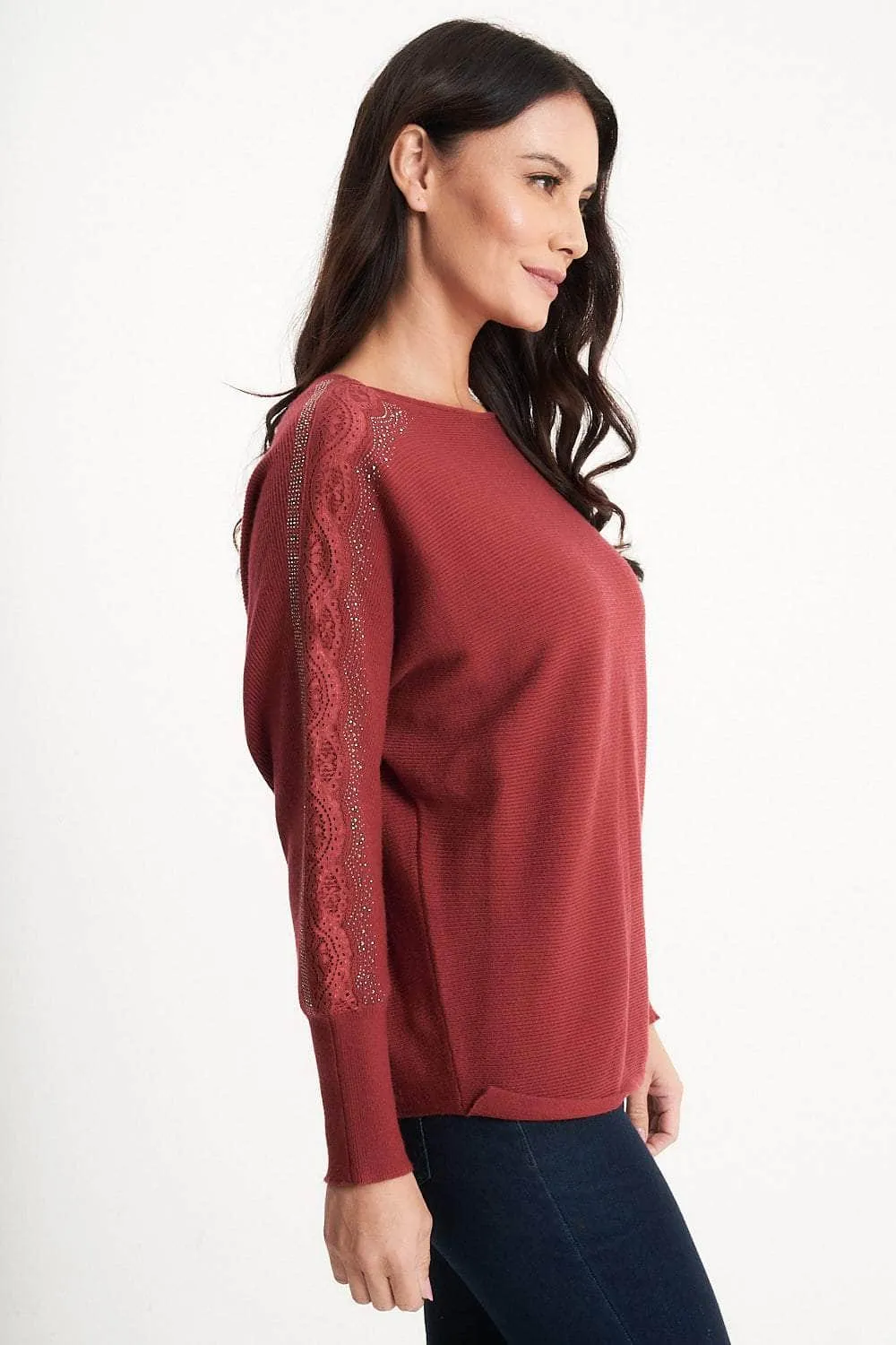 Saloos Lace Embellished Sleeved Knitted Jumper