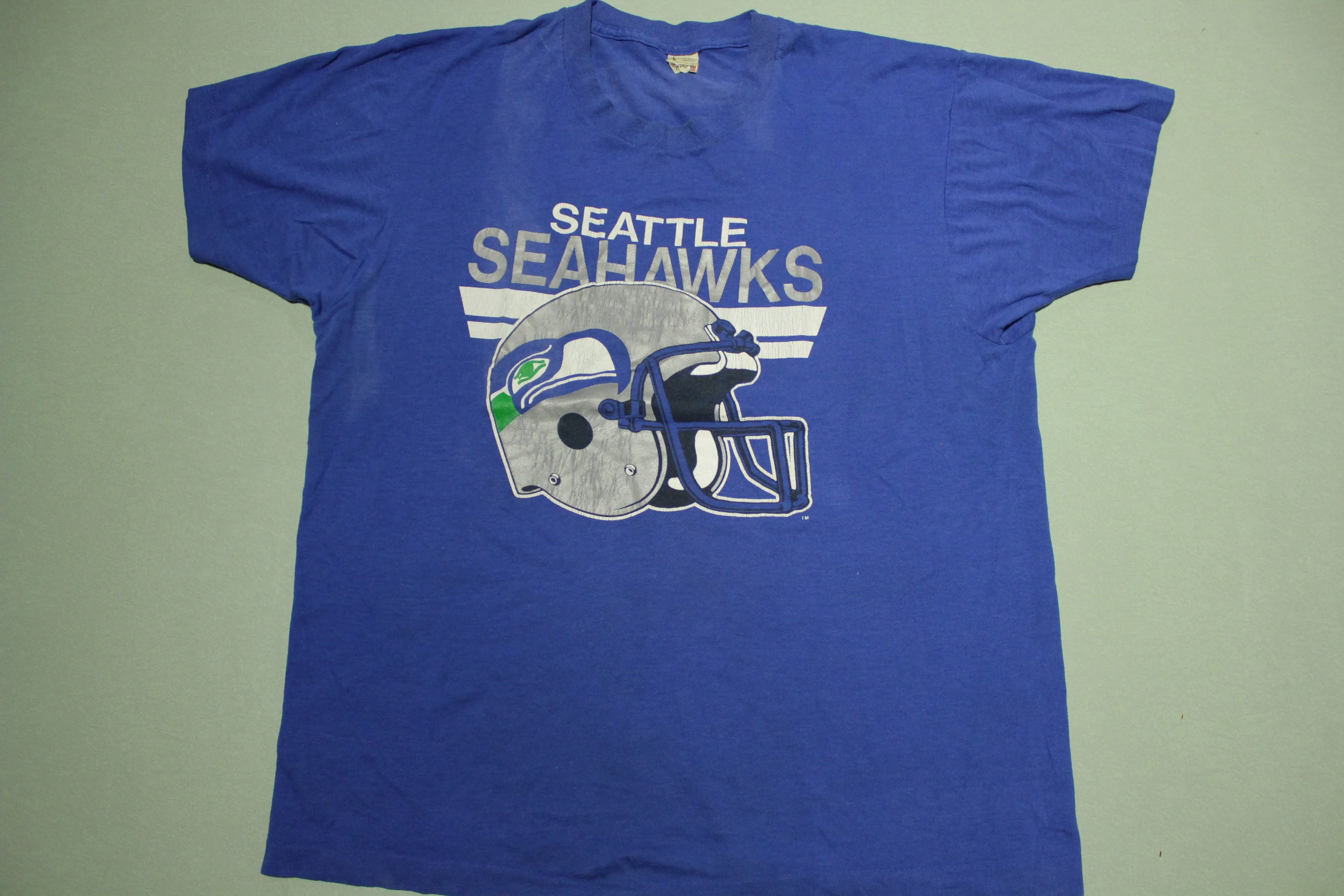 Seattle Seahawks Vintage 80's Screen Stars Made in USA Super Soft Helmet T-Shirt