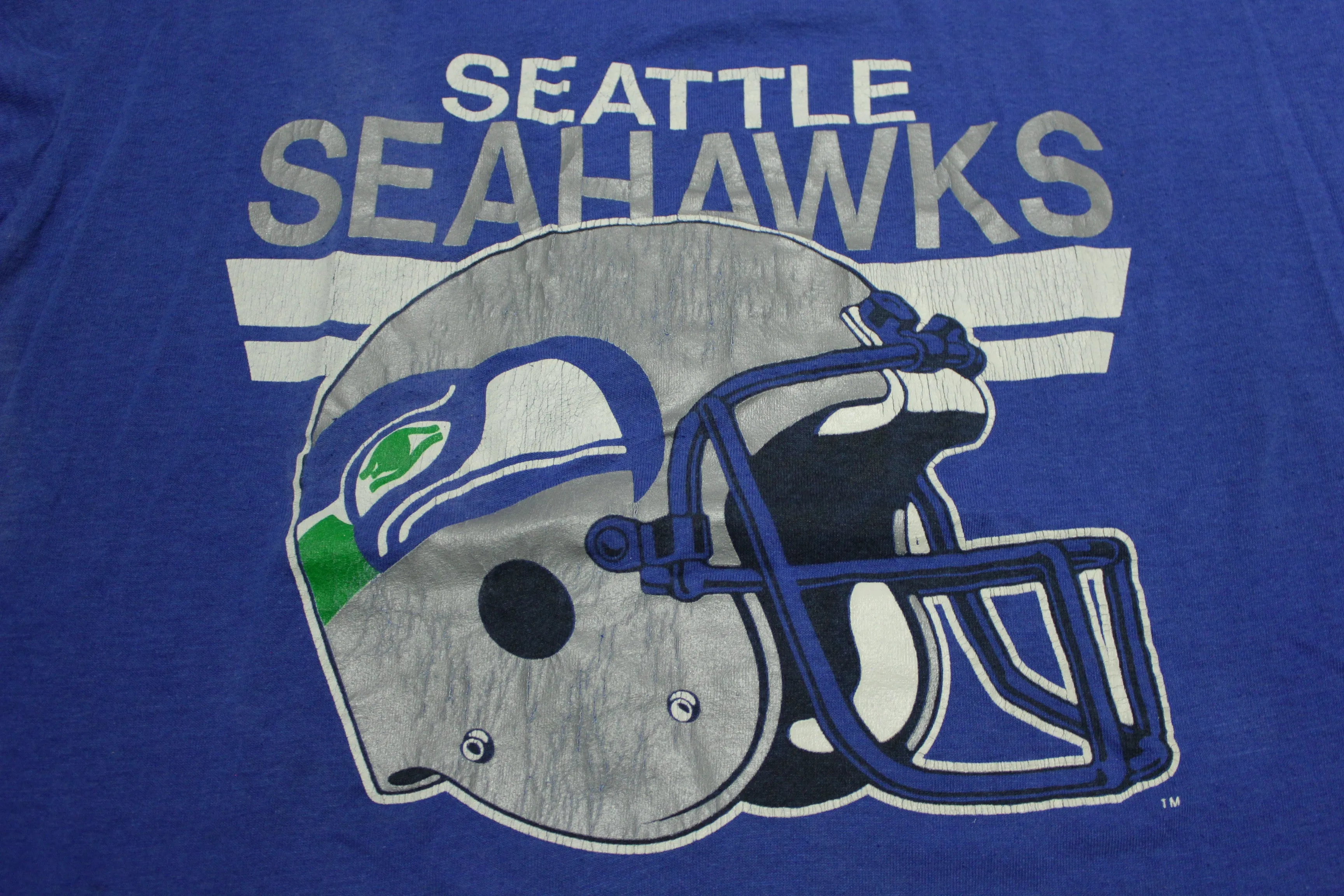 Seattle Seahawks Vintage 80's Screen Stars Made in USA Super Soft Helmet T-Shirt