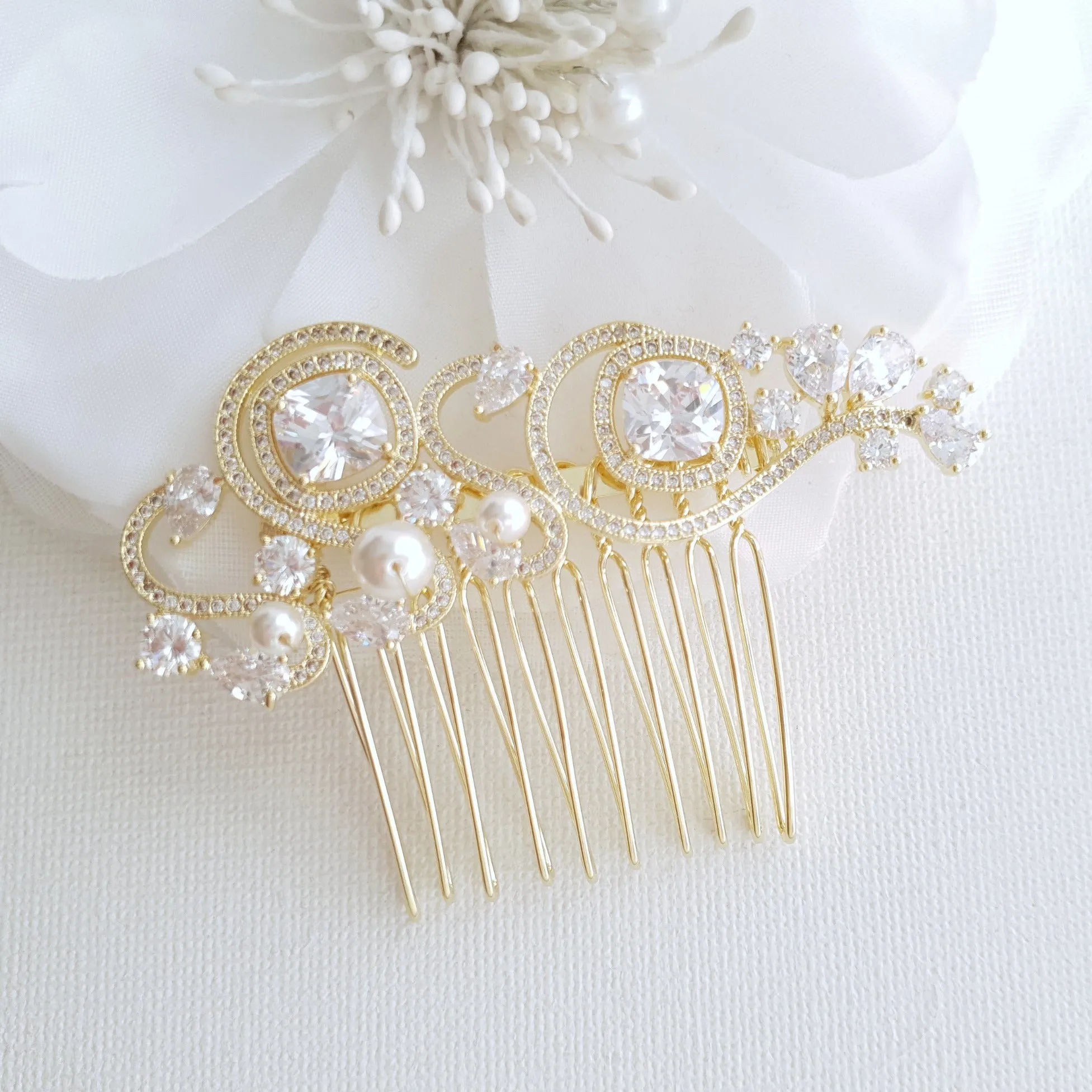 Small Bridal Hair Comb for Veil-Casey