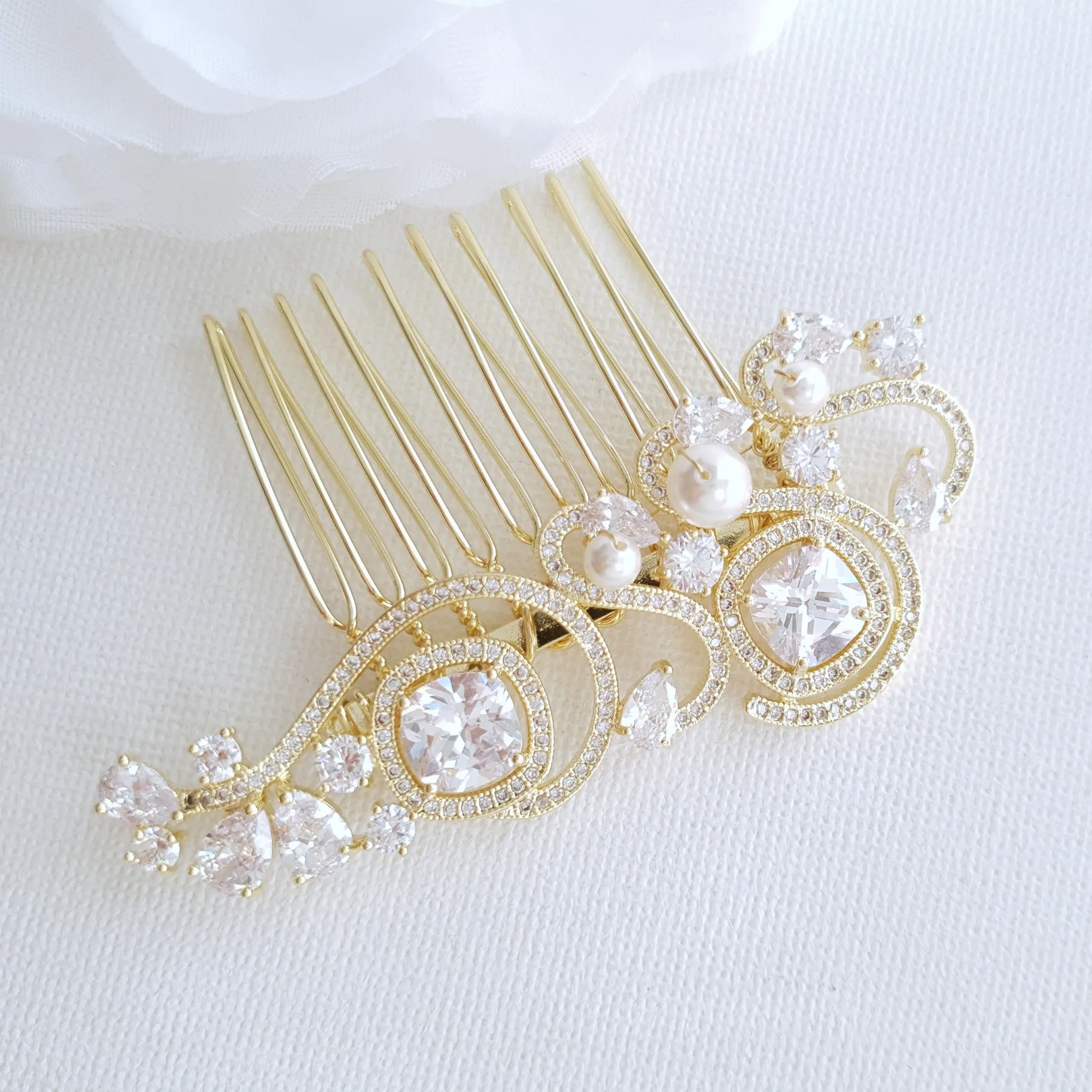 Small Bridal Hair Comb for Veil-Casey