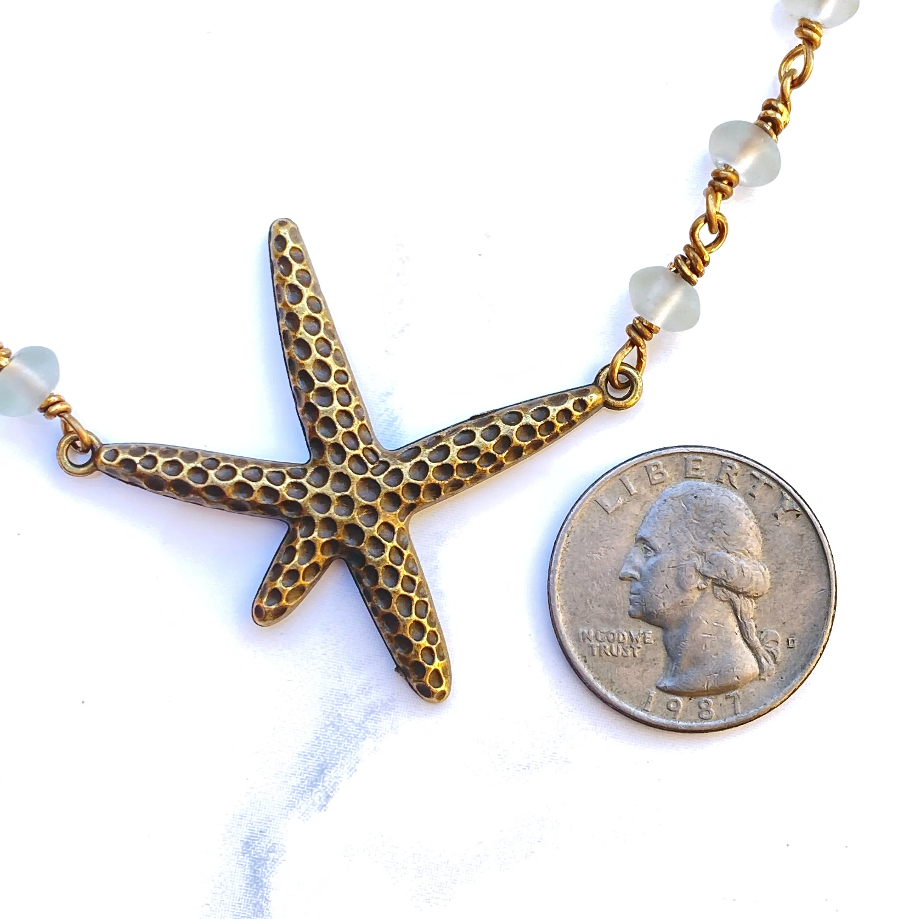 Starfish and Quartz gemstone Choker Necklace