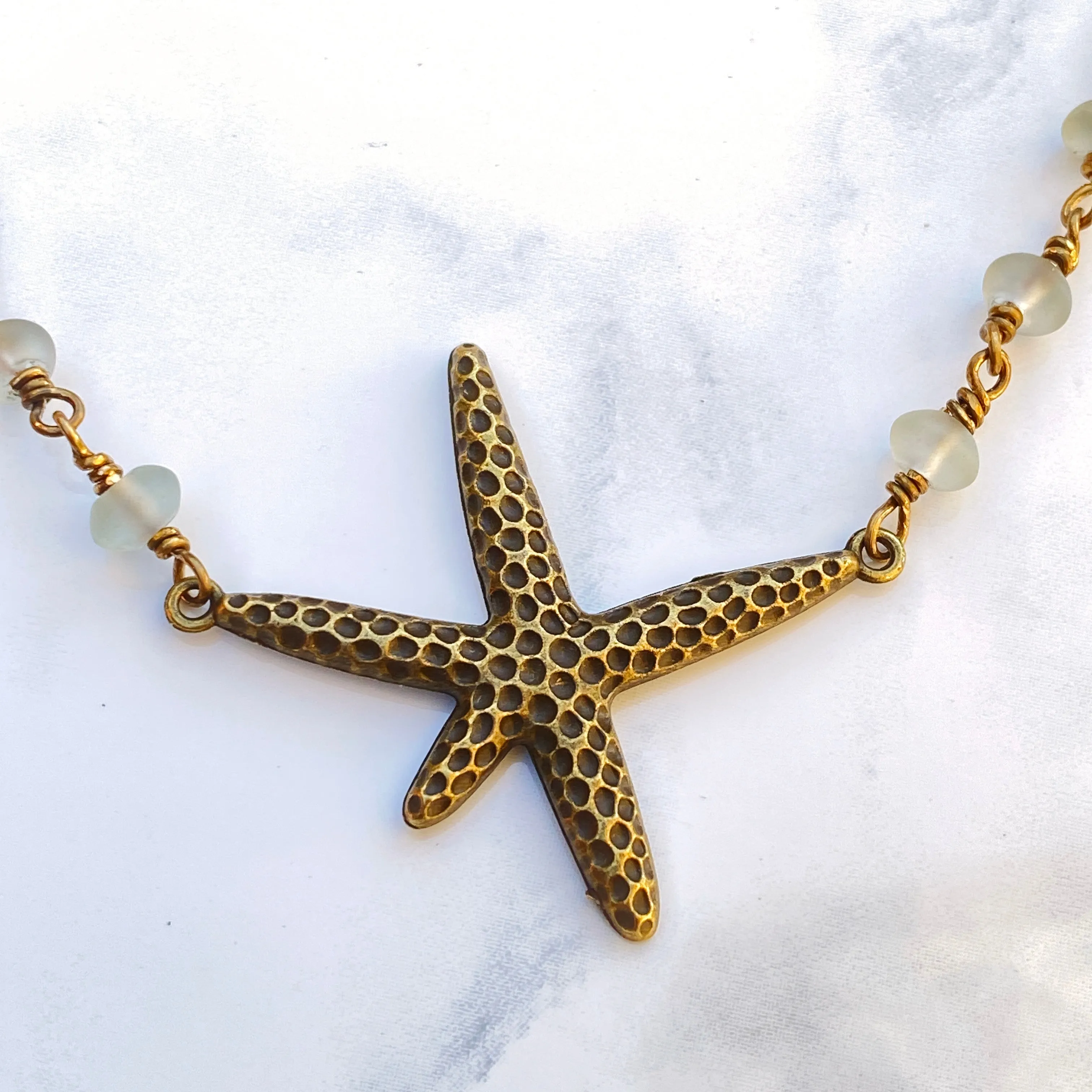 Starfish and Quartz gemstone Choker Necklace